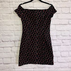 Mini Floral Button Down Mini Denim Dress